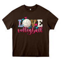 Chocolate Brown love volleyball Heavy Core Tee - Zillion Design Studio