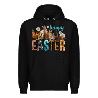 Black Happy Easter with Cowboy Premium Hoodie - NancyCooperArtShop