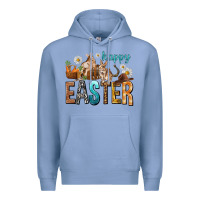 Colony Blue Happy Easter with Cowboy Premium Hoodie - NancyCooperArtShop