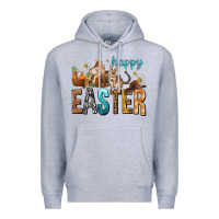 Heather Grey Happy Easter with Cowboy Premium Hoodie - NancyCooperArtShop
