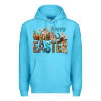 Ocean Blue Happy Easter with Cowboy Premium Hoodie - NancyCooperArtShop