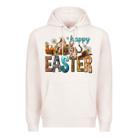 Pale Pink Happy Easter with Cowboy Premium Hoodie - NancyCooperArtShop
