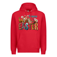 Red Happy Easter with Cowboy Premium Hoodie - NancyCooperArtShop