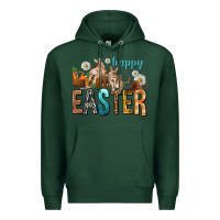 Sports Green Happy Easter with Cowboy Premium Hoodie - NancyCooperArtShop