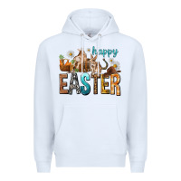 White Happy Easter with Cowboy Premium Hoodie - NancyCooperArtShop