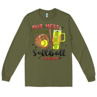 Army Green hot mess always stressed softball mama stanley cup Long Sleeve Tee - MaliasSmallBusiness