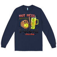 Navy hot mess always stressed softball mama stanley cup Long Sleeve Tee - MaliasSmallBusiness