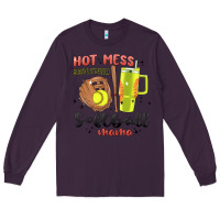 Plum hot mess always stressed softball mama stanley cup Long Sleeve Tee - MaliasSmallBusiness