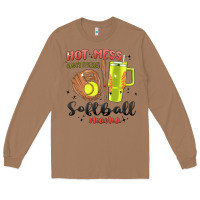 Toasted Coconut hot mess always stressed softball mama stanley cup Long Sleeve Tee - MaliasSmallBusiness