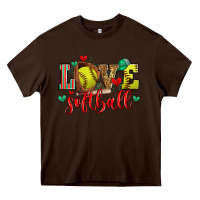 Chocolate Brown love softball Heavy Core Tee - Zillion Design Studio