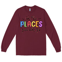 Burgundy oh the places you will go Long Sleeve Tee - MaliasSmallBusiness