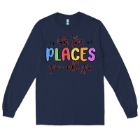 Navy oh the places you will go Long Sleeve Tee - MaliasSmallBusiness