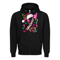Black Pink Christmas Breast Cancer Ribbon Football Zipper Hoodie - BundleAndBundleShop