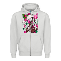 Dove Grey Pink Christmas Breast Cancer Ribbon Football Zipper Hoodie - BundleAndBundleShop