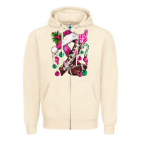 Sandshell Pink Christmas Breast Cancer Ribbon Football Zipper Hoodie - BundleAndBundleShop