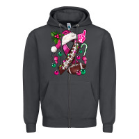 Smoke Pink Christmas Breast Cancer Ribbon Football Zipper Hoodie - BundleAndBundleShop