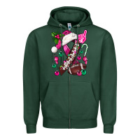 Sports Green Pink Christmas Breast Cancer Ribbon Football Zipper Hoodie - BundleAndBundleShop