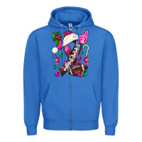 True Royal Pink Christmas Breast Cancer Ribbon Football Zipper Hoodie - BundleAndBundleShop