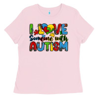 Bubblegum Pink i love someone with autism Ladies Tee - Zillion Design Studio