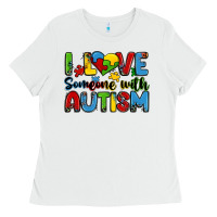 White i love someone with autism Ladies Tee - Zillion Design Studio