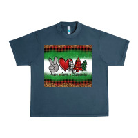 Midnight Navy Peace Love Christmas Trees Urban Heavy Tee - Jasminsmagicworld