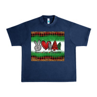 Navy Peace Love Christmas Trees Urban Heavy Tee - Jasminsmagicworld