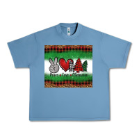 Pebble Blue Peace Love Christmas Trees Urban Heavy Tee - Jasminsmagicworld