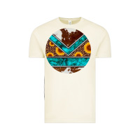 Vintage Arctic turquoise cowhide leopard sunflowers round Vintage Tee - Artiststas