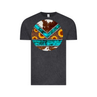 Vintage Black turquoise cowhide leopard sunflowers round Vintage Tee - Artiststas