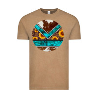 Vintage Coffee turquoise cowhide leopard sunflowers round Vintage Tee - Artiststas