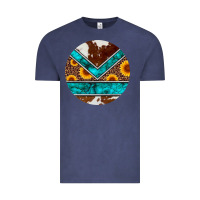 Vintage Denim turquoise cowhide leopard sunflowers round Vintage Tee - Artiststas