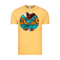 Vintage Mustard turquoise cowhide leopard sunflowers round Vintage Tee - Artiststas