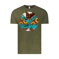 Vintage Olive turquoise cowhide leopard sunflowers round Vintage Tee - Artiststas