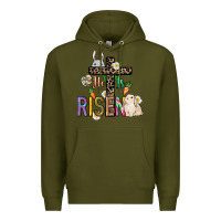 Army Green He is risen Easter Premium Hoodie - NancyCooperArtShop