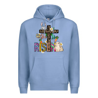 Colony Blue He is risen Easter Premium Hoodie - NancyCooperArtShop