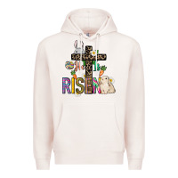 Pale Pink He is risen Easter Premium Hoodie - NancyCooperArtShop