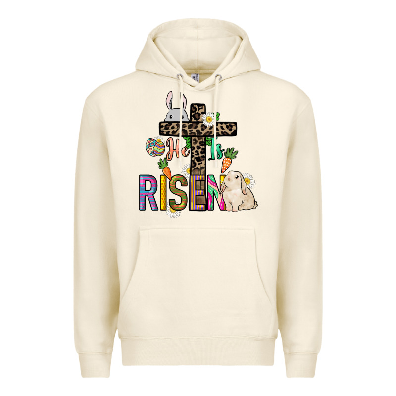 He Is Risen Easter Premium Hoodie by NancyCooperArtShop | Teevron