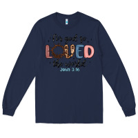 Navy for god so loved the world Long Sleeve Tee - MaliasSmallBusiness