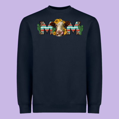 Sunflower Hereford Cattle And Cactus  Mom Heavyweight Sweatshirt Designed By Jasminsmagicworld