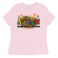 Bubblegum Pink autism accept understand love Ladies Tee - Zillion Design Studio