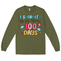 Army Green i sparkled my way through 100 days Long Sleeve Tee - MaliasSmallBusiness
