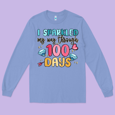 I Sparkled My Way Through 100 Days Long Sleeve Tee Designed By Maliassmallbusiness