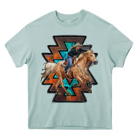 Cowgirl With Aztec Heavy Core Tee | Teevron