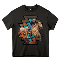 Asphalt cowgirl with aztec Heavy Core Tee - RanaPortraitStore