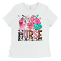 White nurse coffee scrubs rubber gloves Ladies Tee - texasbilliewilder