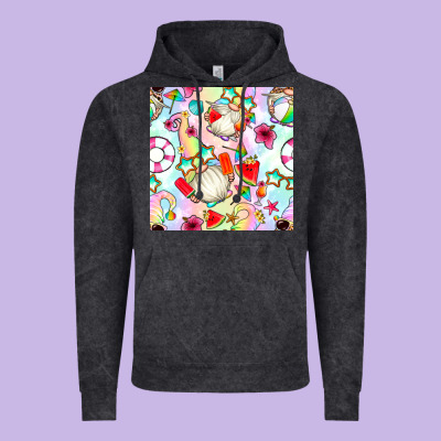 Summer Gnome Seamless Pattern Vintage Hoodie Designed By Bundleandbundleshop