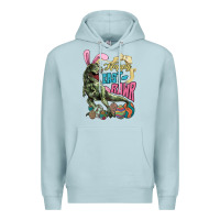 Blue Mist Happy Easter Day T-rex Premium Hoodie - NancyCooperArtShop
