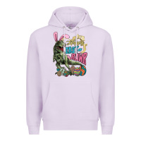 Lilac Happy Easter Day T-rex Premium Hoodie - NancyCooperArtShop
