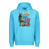 Ocean Blue Happy Easter Day T-rex Premium Hoodie - NancyCooperArtShop