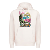 Pale Pink Happy Easter Day T-rex Premium Hoodie - NancyCooperArtShop